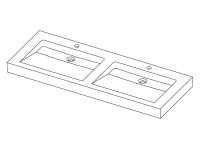 Naturstein-Doppelwaschtisch PALERMO DOPPIO Granit, gespitzt, 140,5 x 51,5 x 9 cm, 2 Hahnlöcher