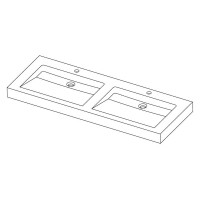 Naturstein-Doppelwaschtisch PALERMO DOPPIO Granit, gespitzt, 140,5 x 51,5 x 9 cm, 2 Hahnlöcher