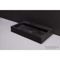 Naturstein-Waschtisch TARANTO Bluestone, matt geschliffen, 50 x 30 x 8 cm, mit Hahnloch