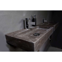 Naturstein-Waschtisch TARANTO Bluestone, matt geschliffen, 50 x 30 x 8 cm, mit Hahnloch