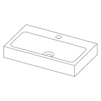 Naturstein-Waschtisch TARANTO Bluestone, gemeisselt, 50 x 30 x 8 cm, mit Hahnloch