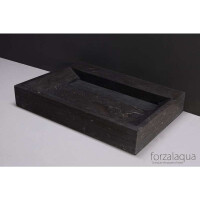 Naturstein-Waschtisch BELLEZZA Bluestone, matt geschliffen, 60 x 40 x 9 cm, mit Hahnloch