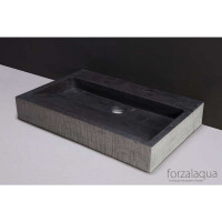 Naturstein-Waschtisch PALERMO Bluestone, gemeisselt, 60 x 40 x 9 cm, mit Hahnloch