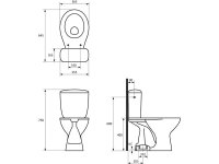Stand-WC mit Keramiksp&uuml;lkasten, 64,5 x 37,5 cm