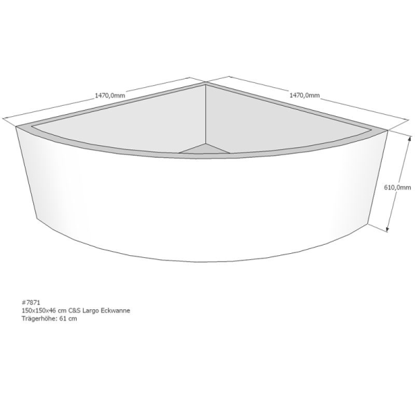 Badewannenträger für Largo, 150 x 150 x 61 cm