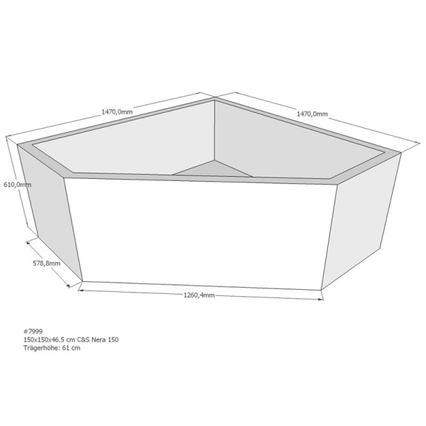 Badewannenträger für Nera, 150 x 150 x 61 cm