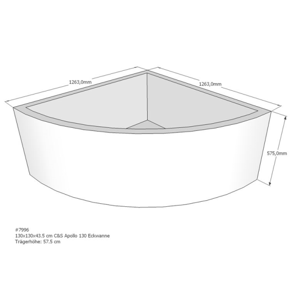 Badewannenträger für Apollo, 130 x 130 x 55,5 cm