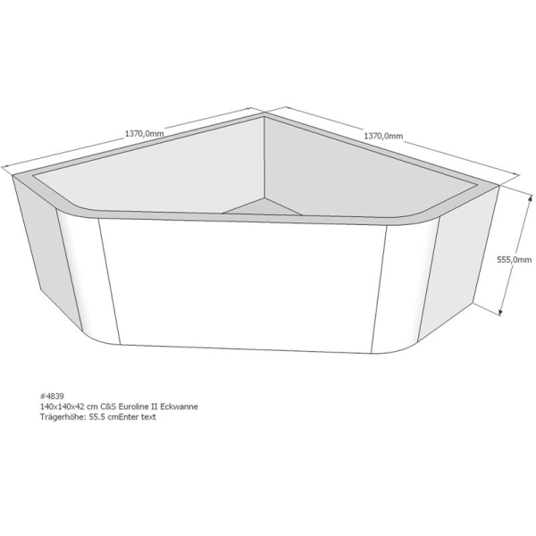 Badewannenträger für Euroline II, 140 x 140 x 57,5 cm